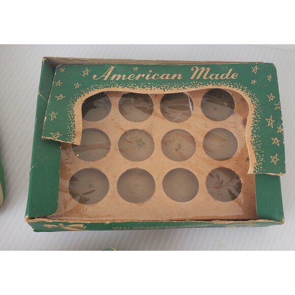 BOX ONLY VTG Christmas Ornament Empty USA 50s Cardboard Ephemera Santa Tree Lot - Picture 6 of 14